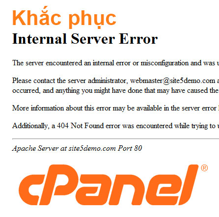 Lỗi 500 (internal server error) trên cPanel hosting